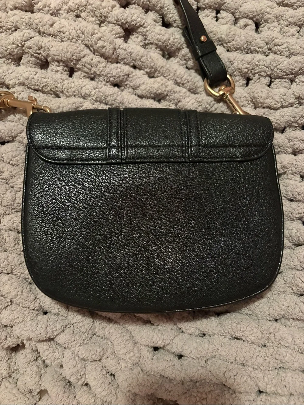 See By Chloe Black mini Hana Leather Saddle Crossbody with Gold Ring Detail